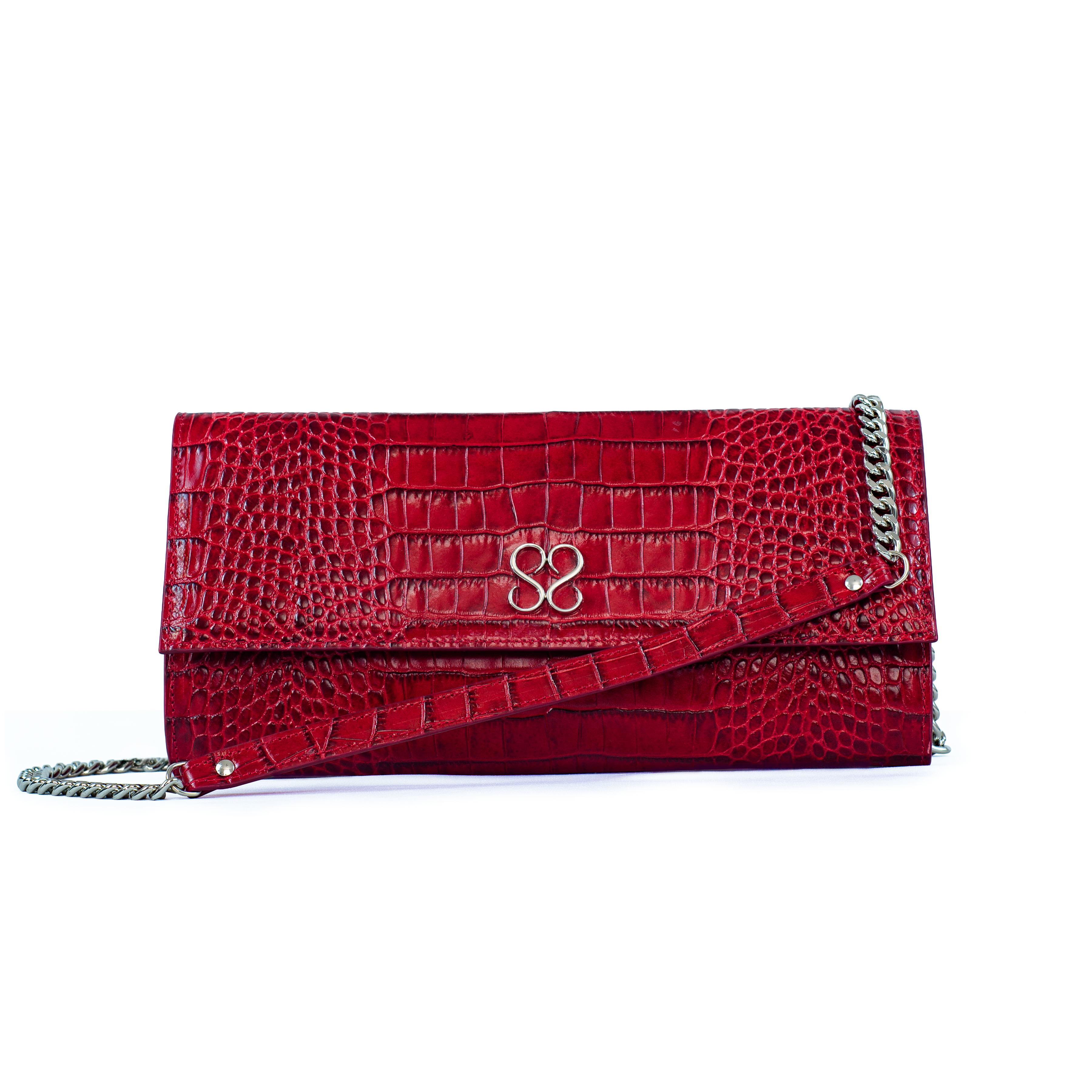 The Valentina Croc Clutch in Barbados Cherry - Stessa by Sarah