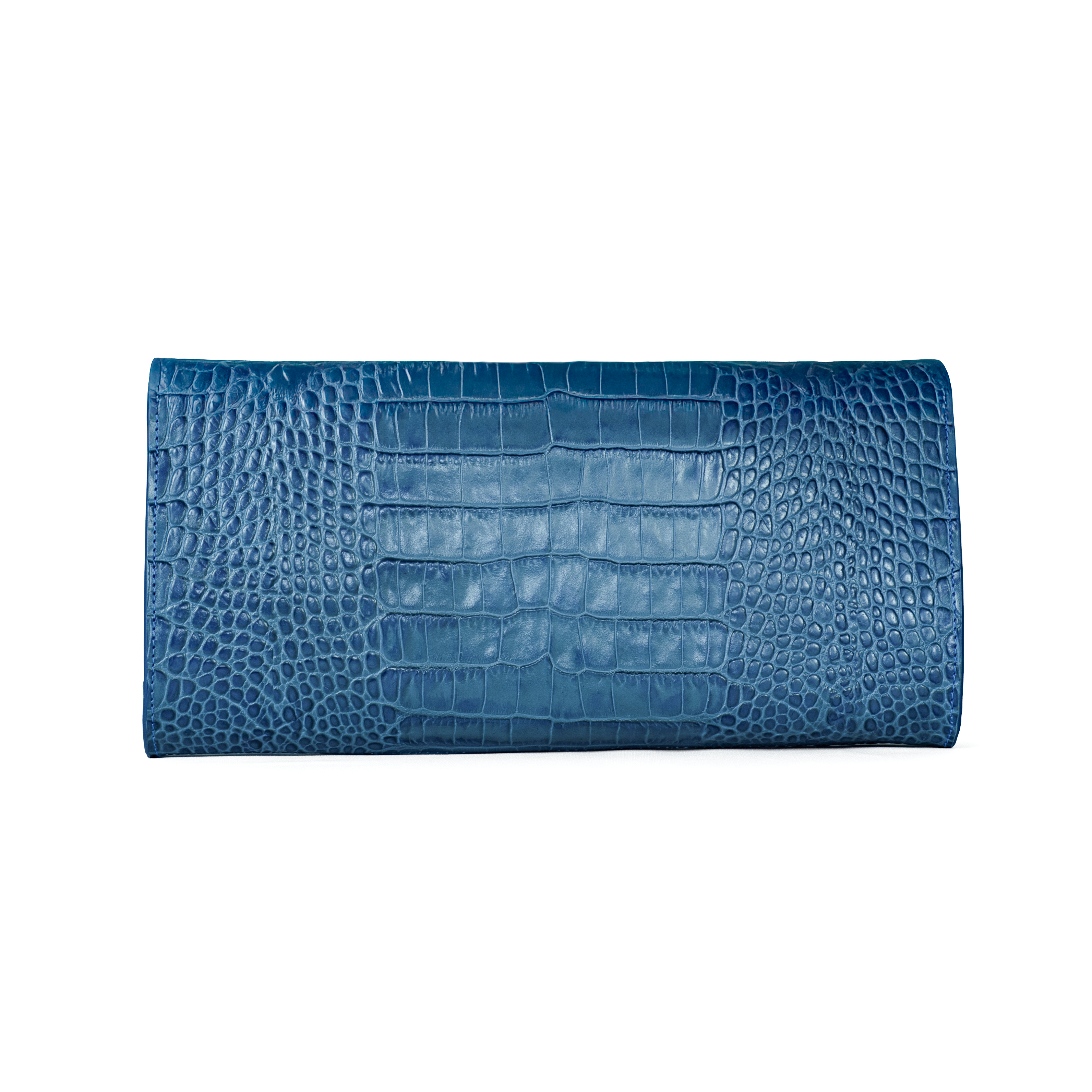 The Valentina Croc Clutch in Shadow Blue - Stessa by Sarah