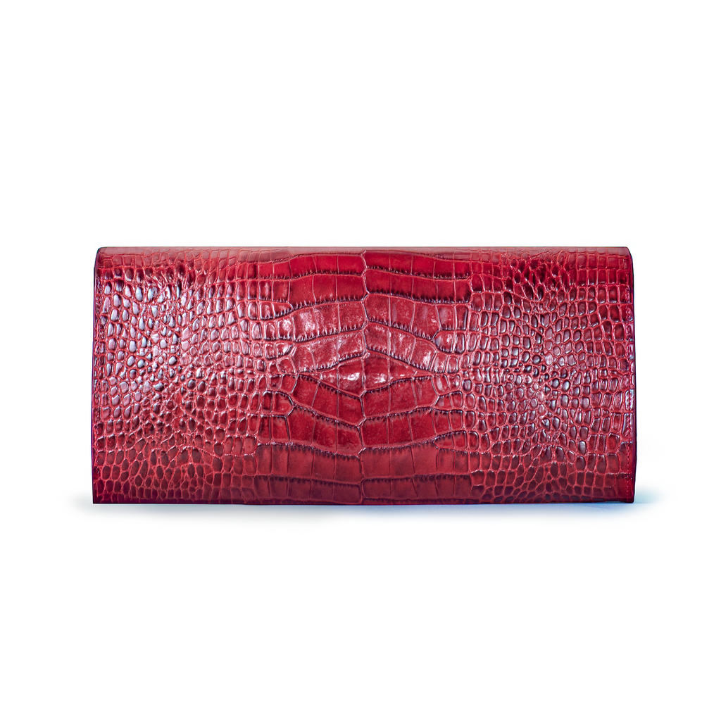 The Valentina Croc Clutch in Barbados Cherry - Stessa by Sarah