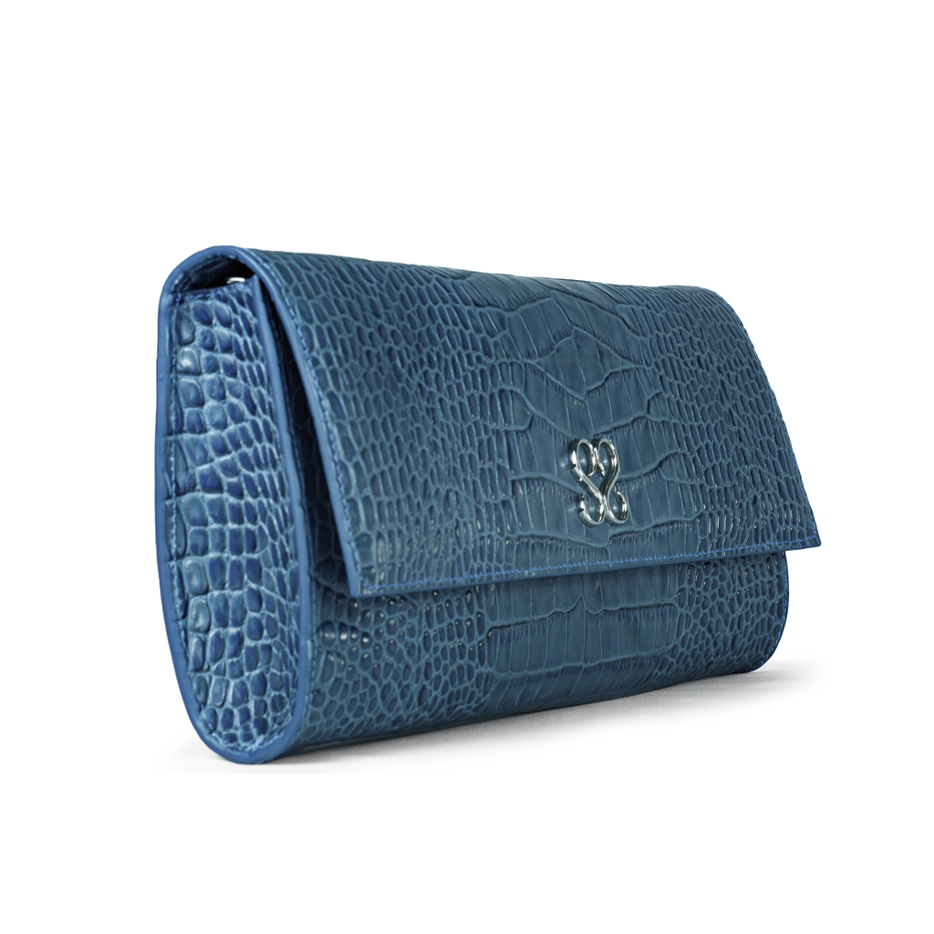 The Valentina Croc Set in Shadow Blue - Stessa by Sarah