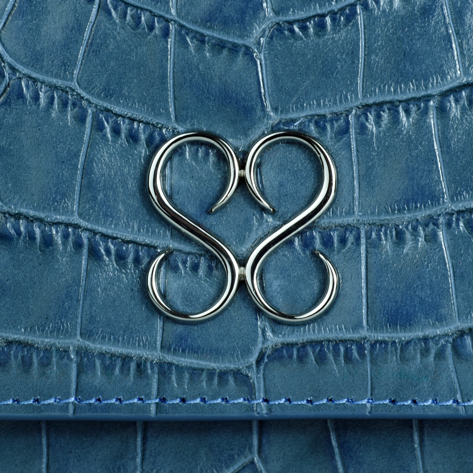 The Valentina Croc Clutch in Shadow Blue - Stessa by Sarah
