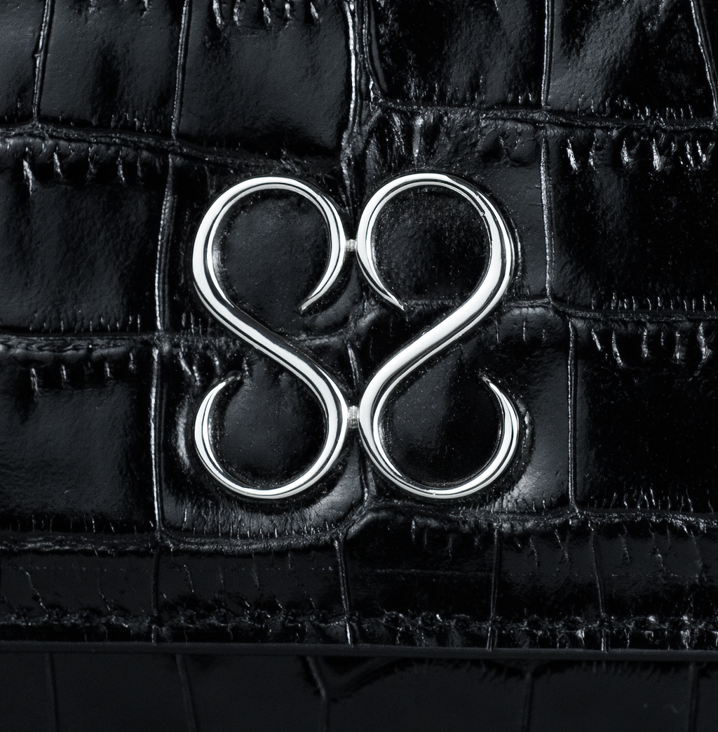 The Valentina Croc Clutch in Black - Stessa by Sarah