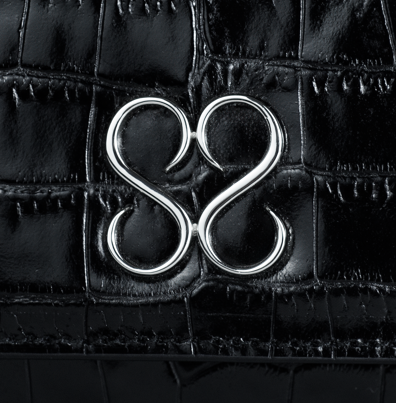 The Valentina Croc Clutch in Black - Stessa by Sarah