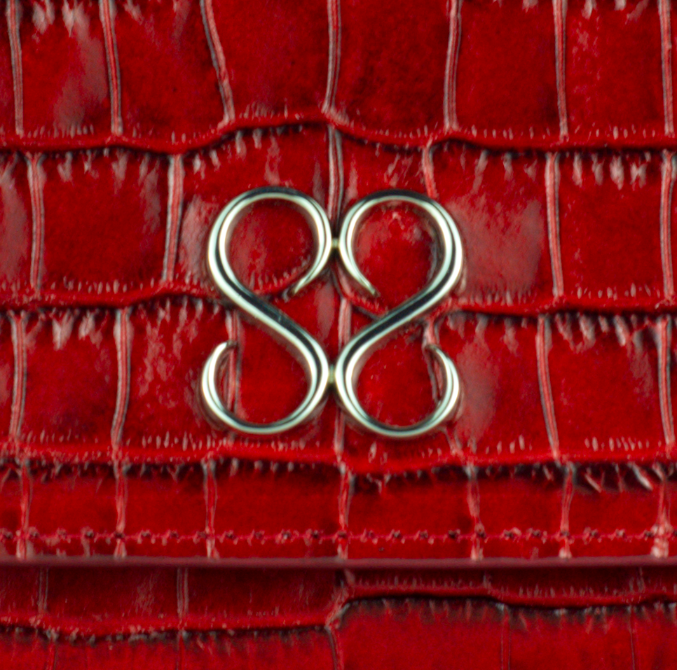 The Valentina Croc Clutch in Barbados Cherry - Stessa by Sarah