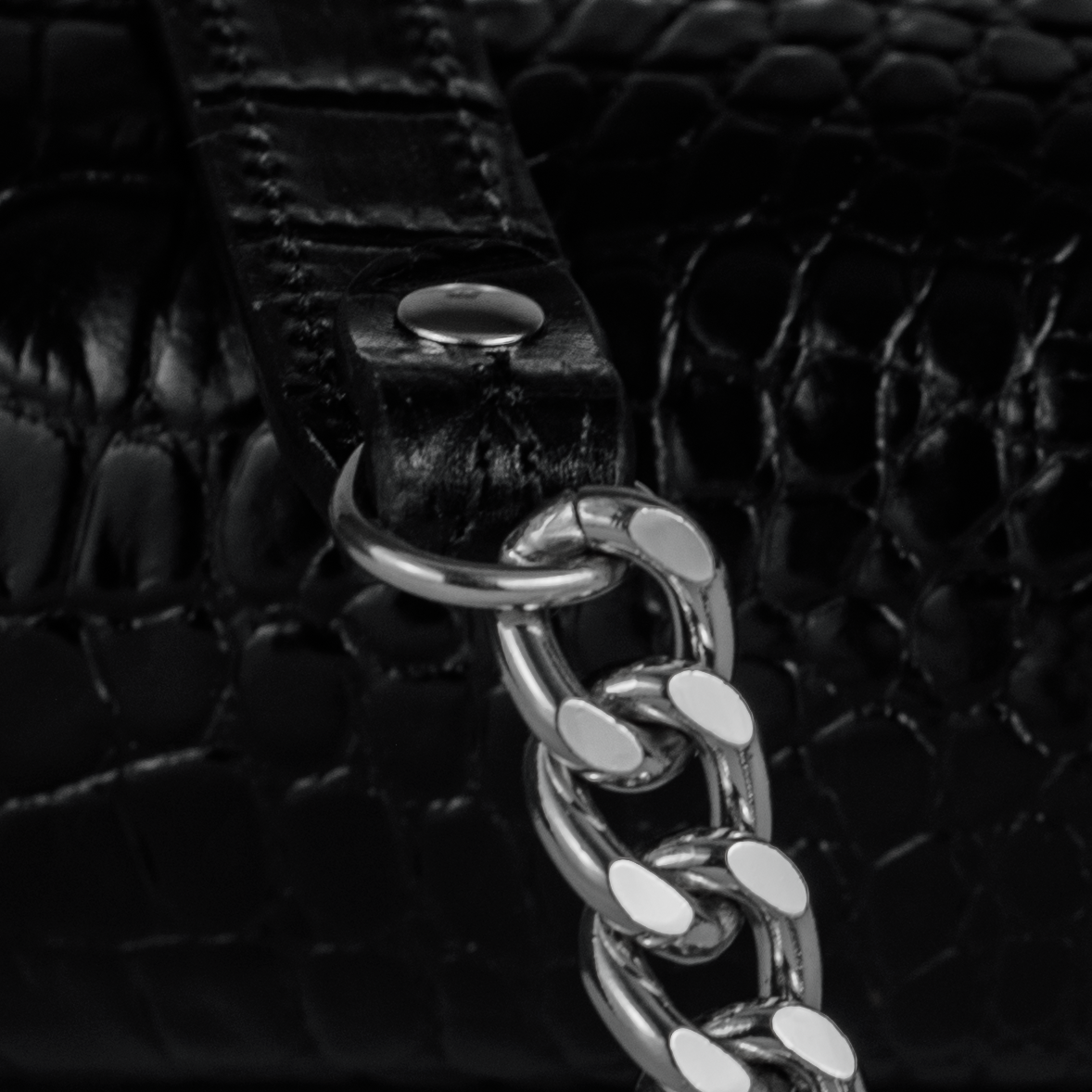 The Valentina Croc Clutch in Black - Stessa by Sarah