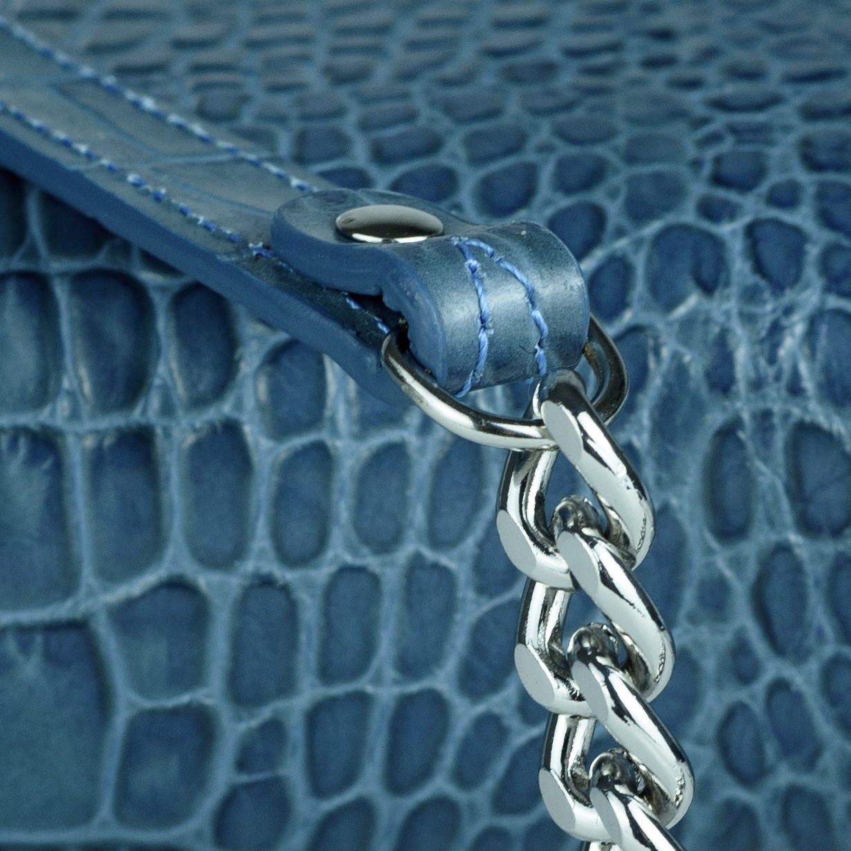 The Valentina Croc Clutch in Shadow Blue - Stessa by Sarah