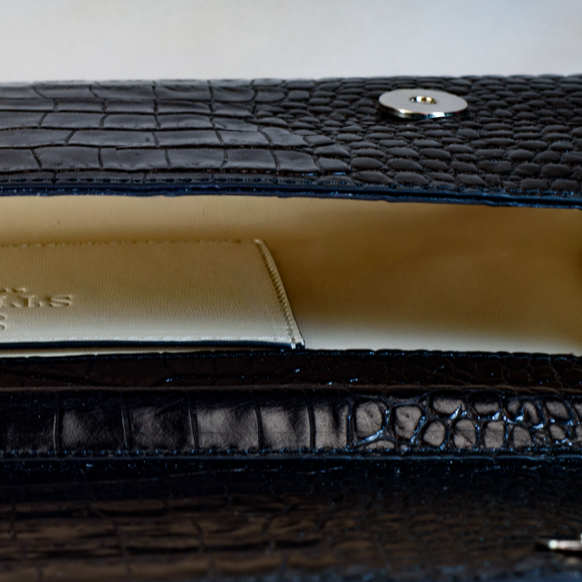 The Valentina Croc Clutch in Black - Stessa by Sarah