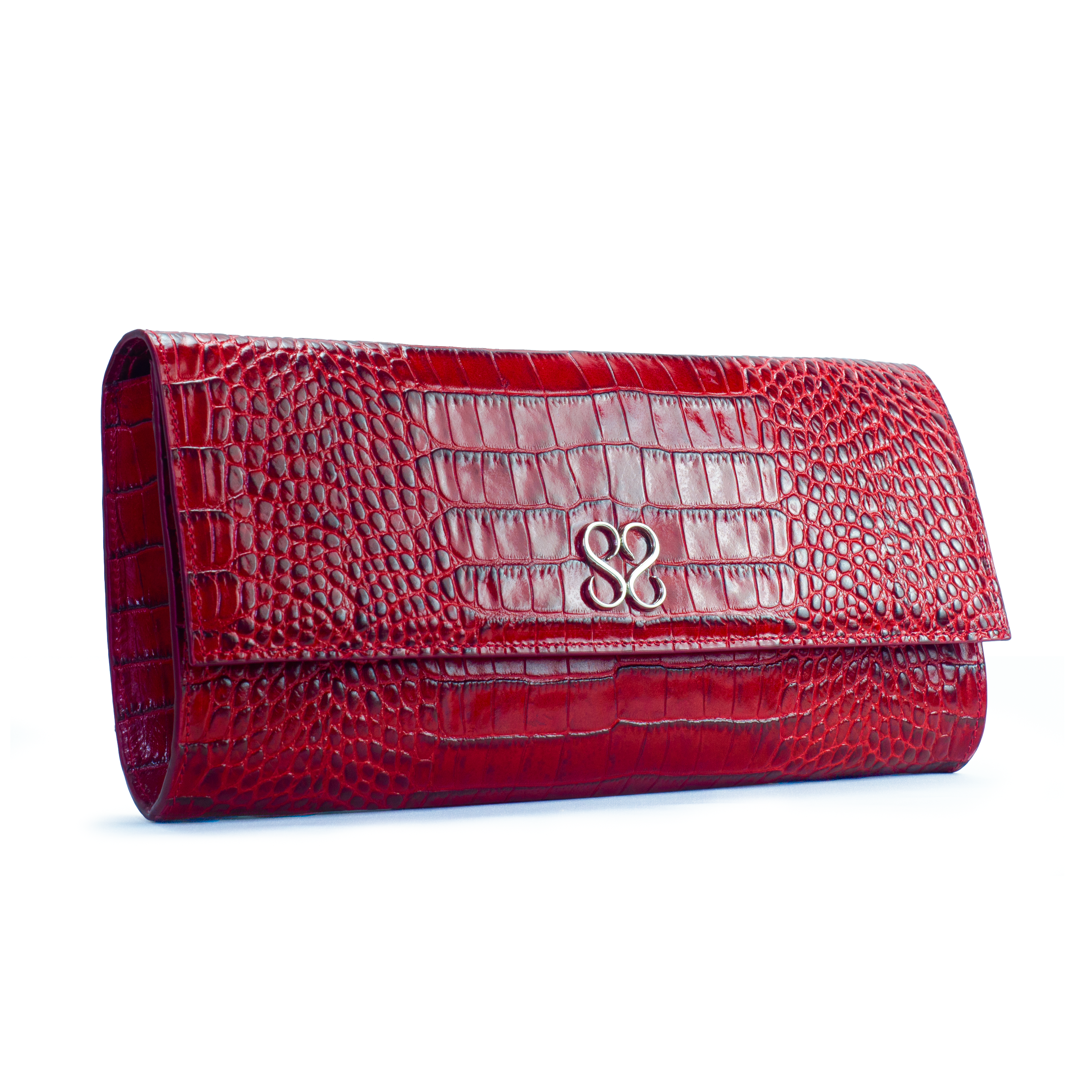 The Valentina Croc Clutch in Barbados Cherry - Stessa by Sarah