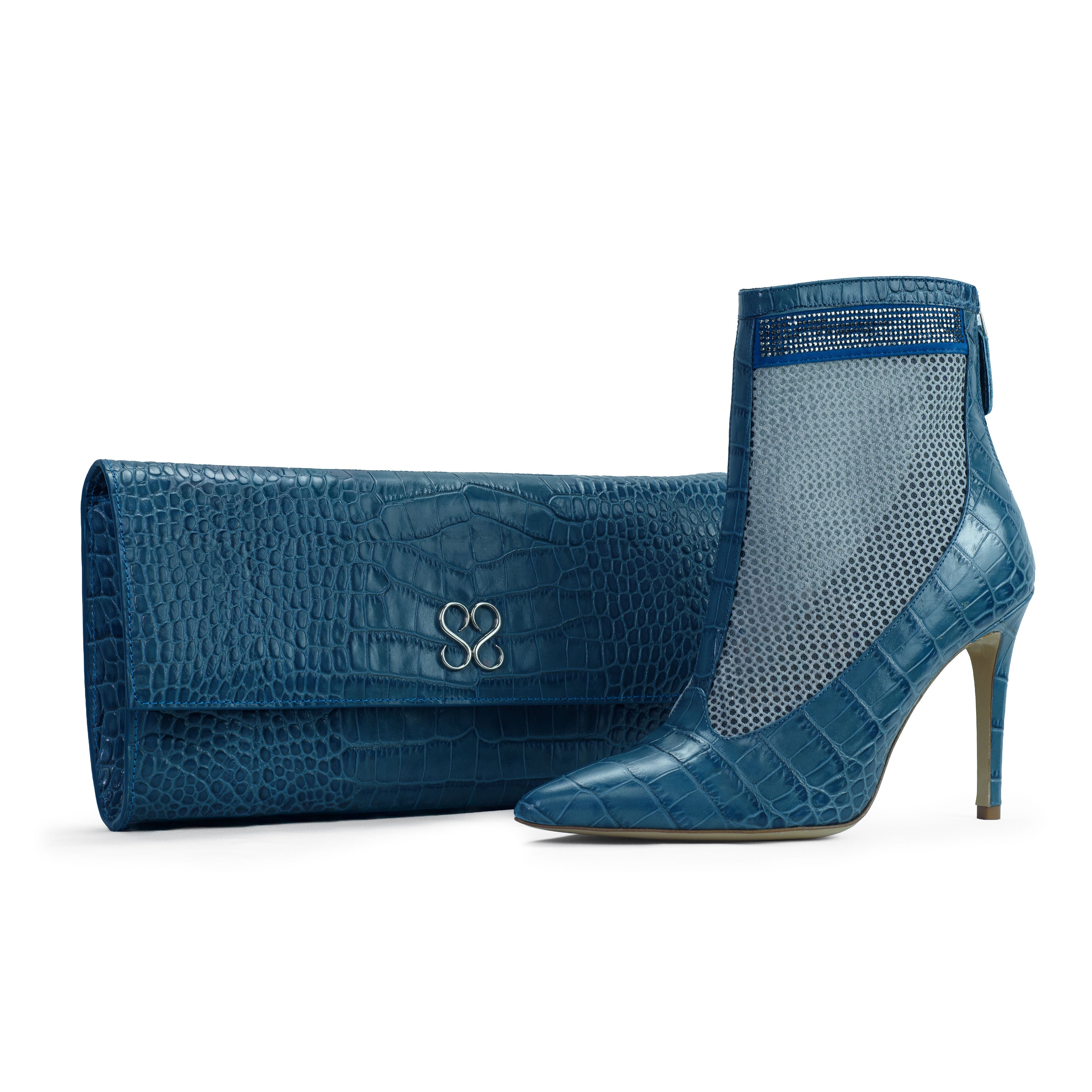 The Valentina Croc Set in Shadow Blue - Stessa by Sarah