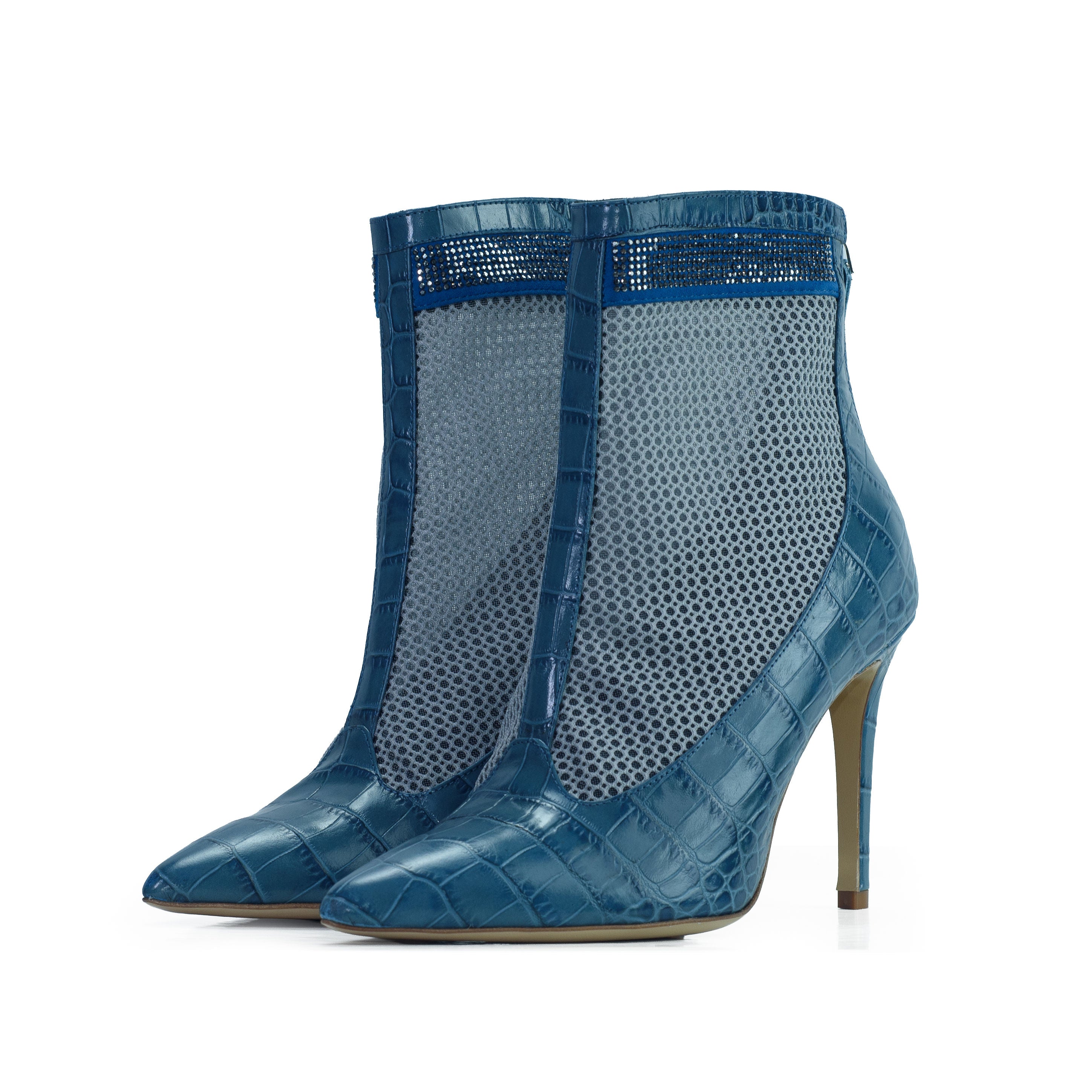 The Valentina Croc Mesh Boot in Shadow Blue - Stessa by Sarah