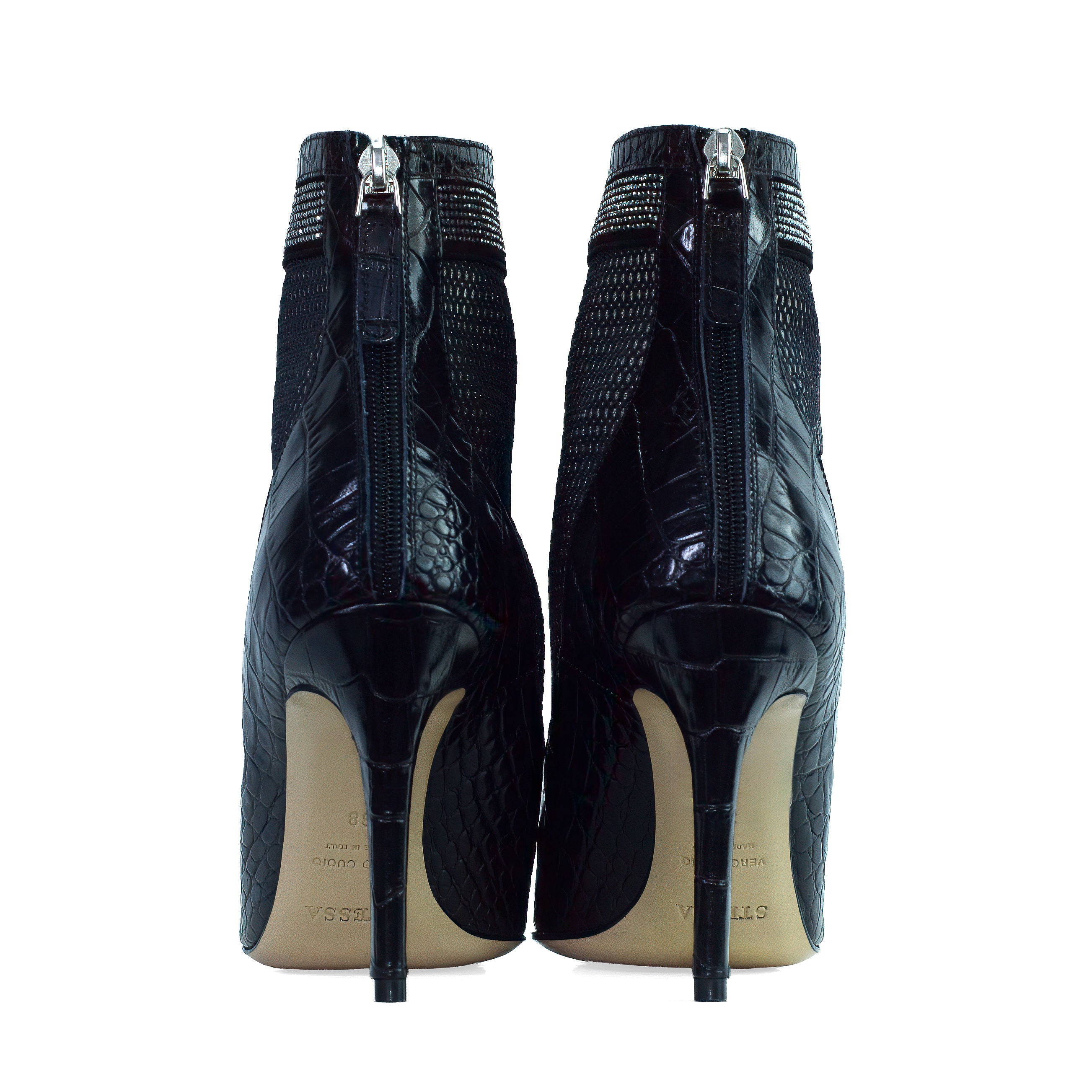 Valentina Croc Mesh Boot in Black - Stessa by Sarah