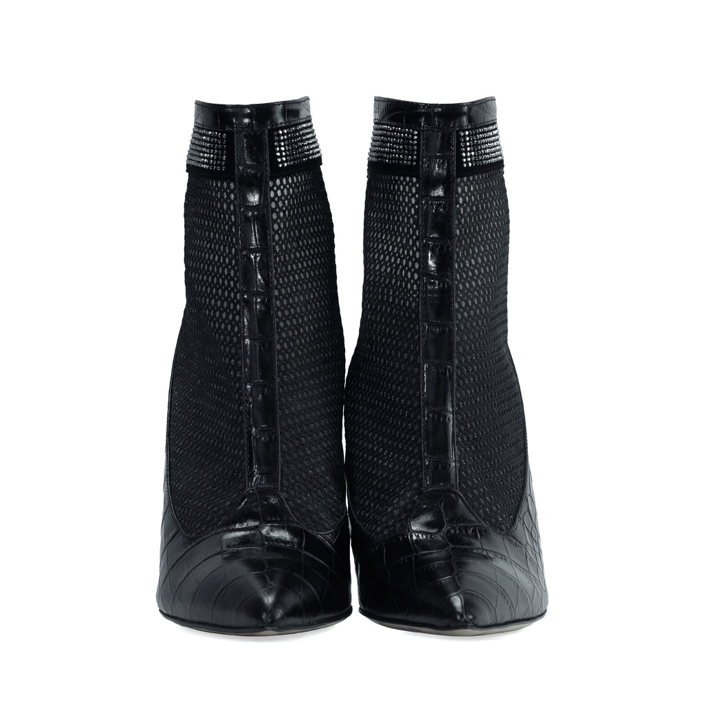 Valentina Croc Mesh Boot in Black - Stessa by Sarah