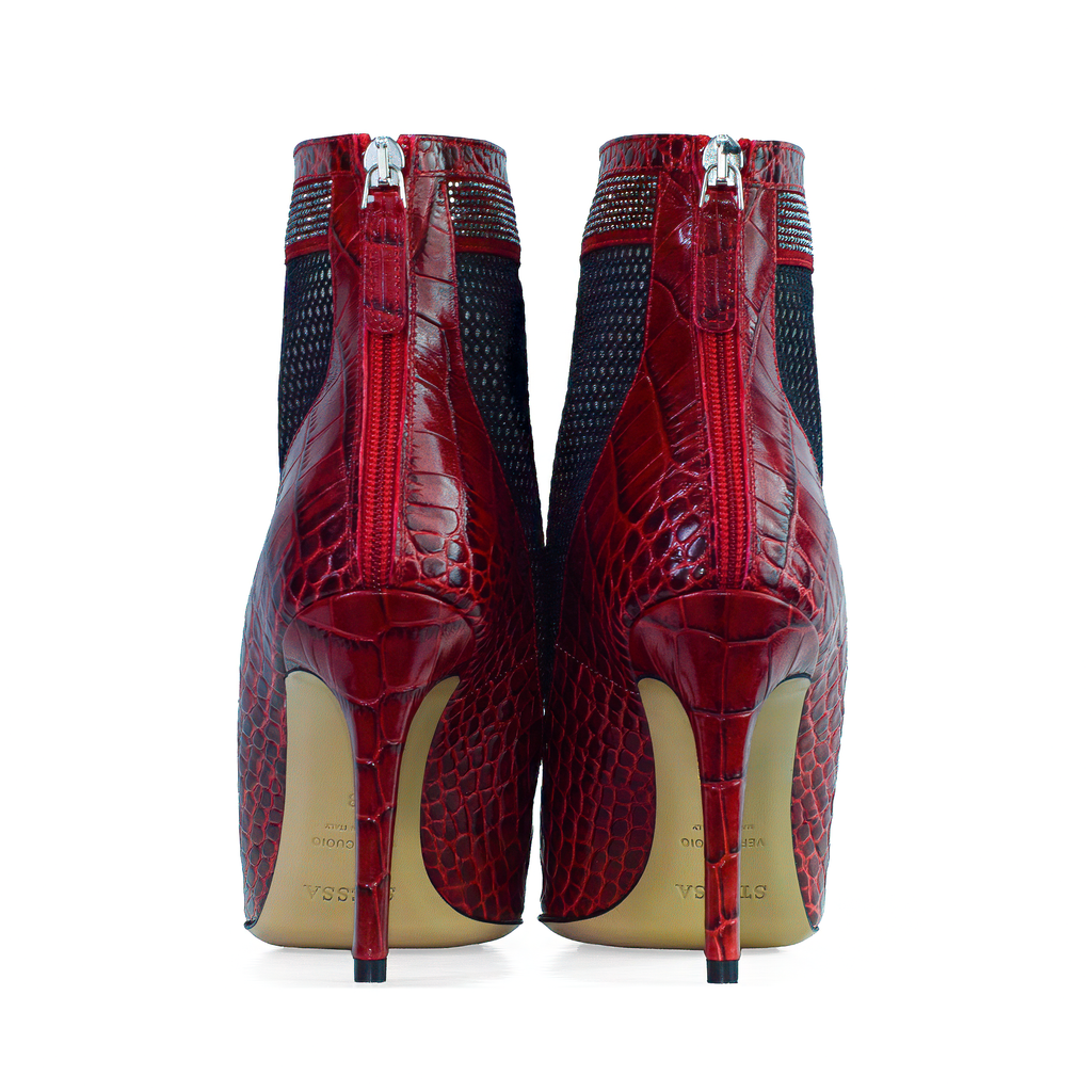 The Valentina Croc Mesh Boot in Barbados Cherry - Stessa by Sarah