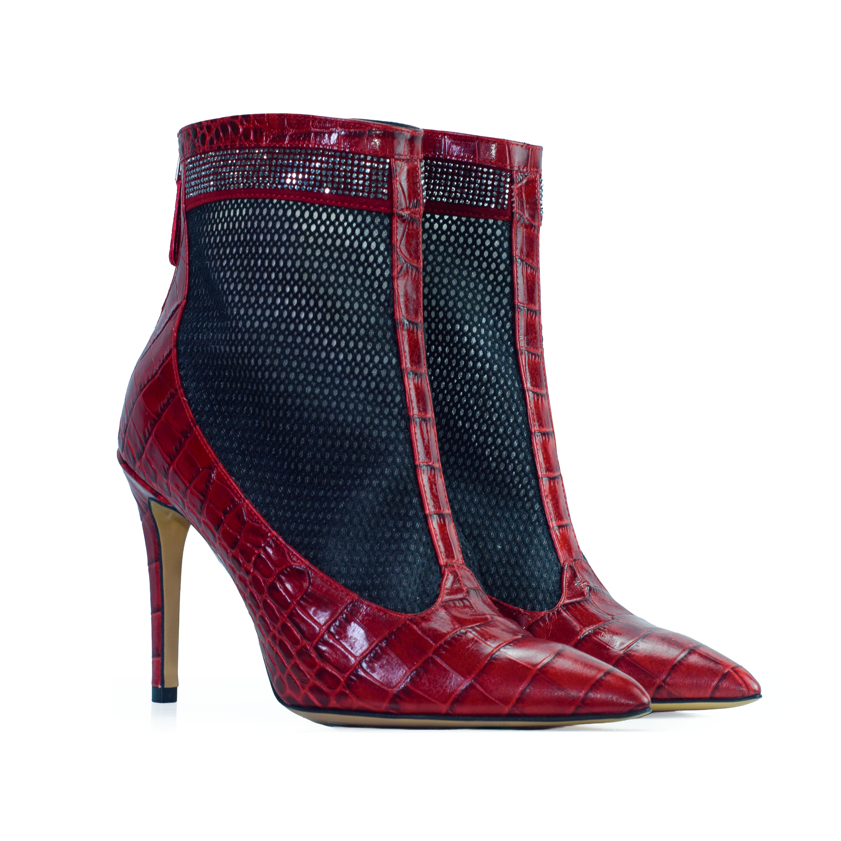 The Valentina Croc Mesh Boot in Barbados Cherry - Stessa by Sarah