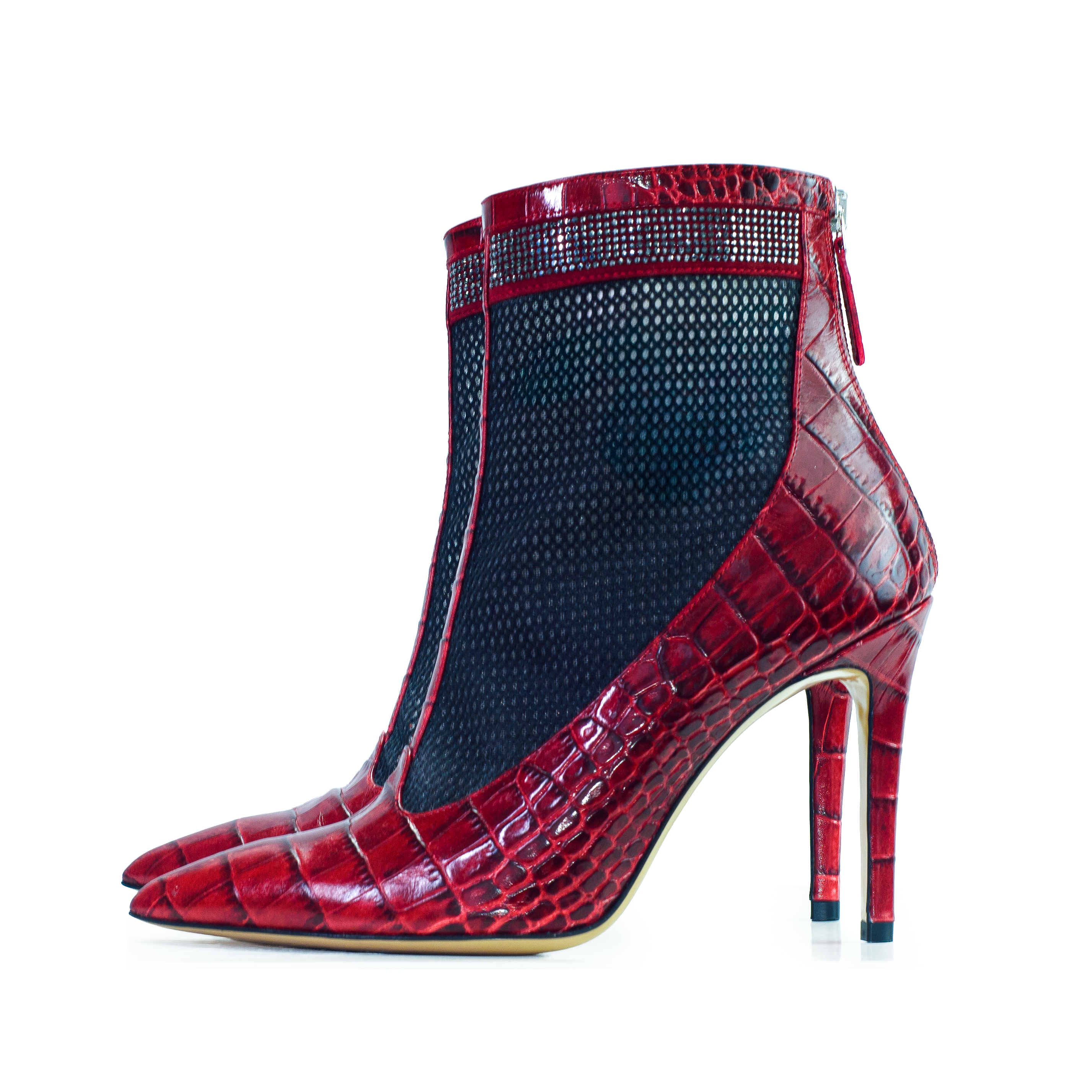 The Valentina Croc Mesh Boot in Barbados Cherry - Stessa by Sarah