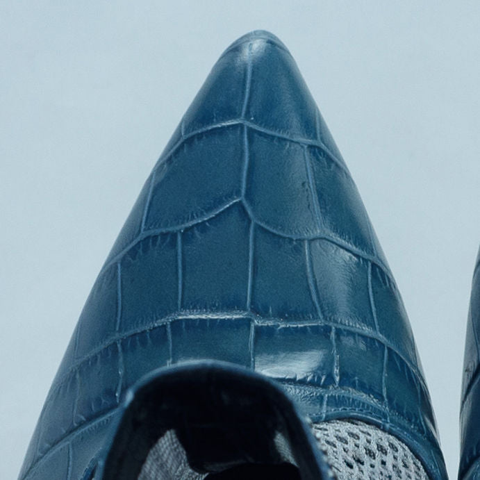 The Valentina Croc Mesh Boot in Shadow Blue - Stessa by Sarah