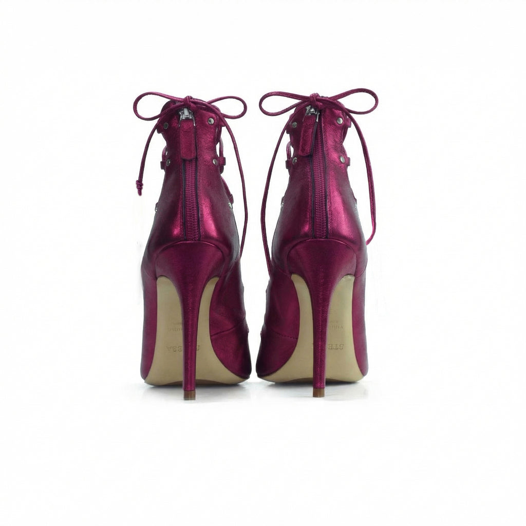 The Avalyn Lace up Sandal in Raspberry - Stessa by Sarah