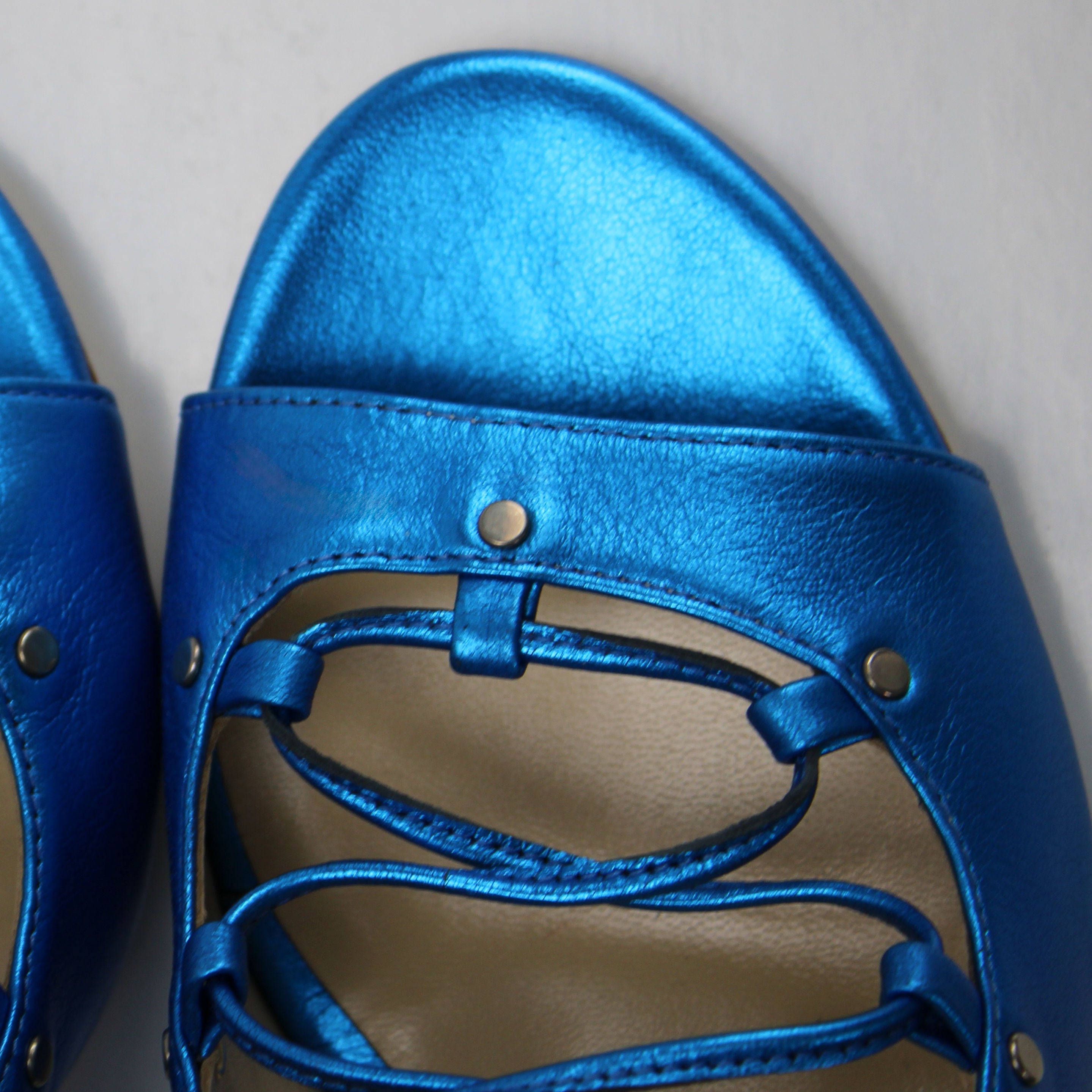 Avalyn Lace up Sandal in Ocean Blue - Stessa by Sarah