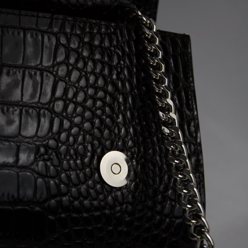 The Valentina Croc Clutch in Black - Stessa by Sarah