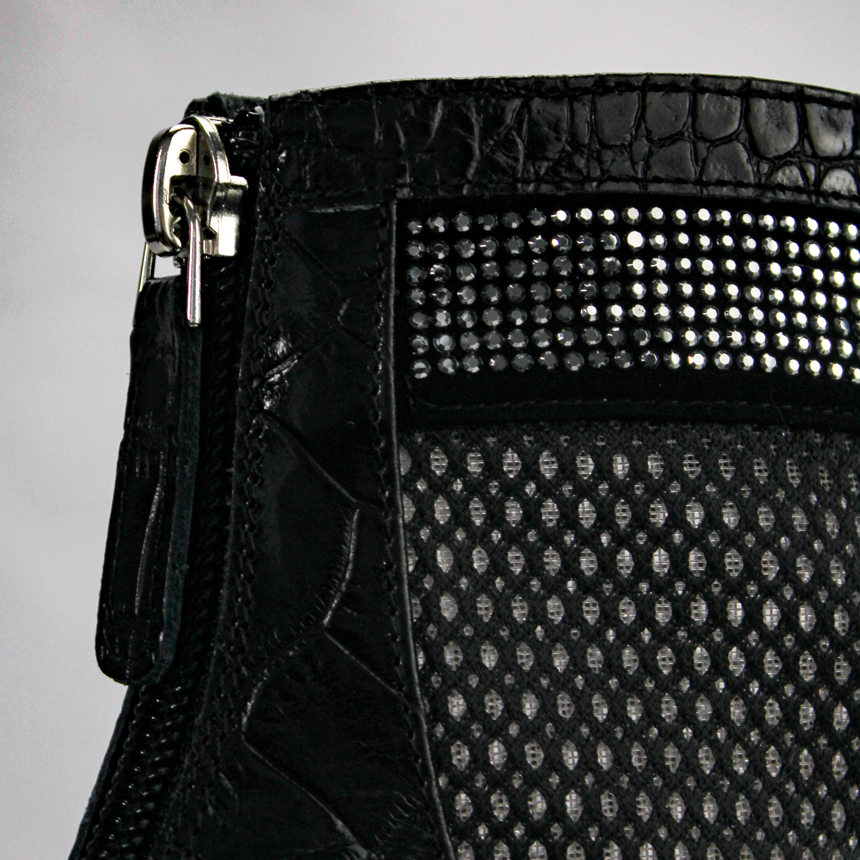 Valentina Croc Mesh Boot in Black - Stessa by Sarah