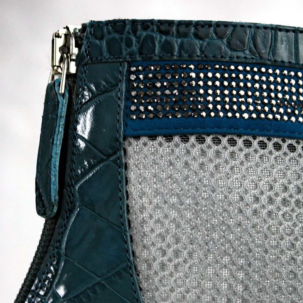 The Valentina Croc Mesh Boot in Shadow Blue - Stessa by Sarah