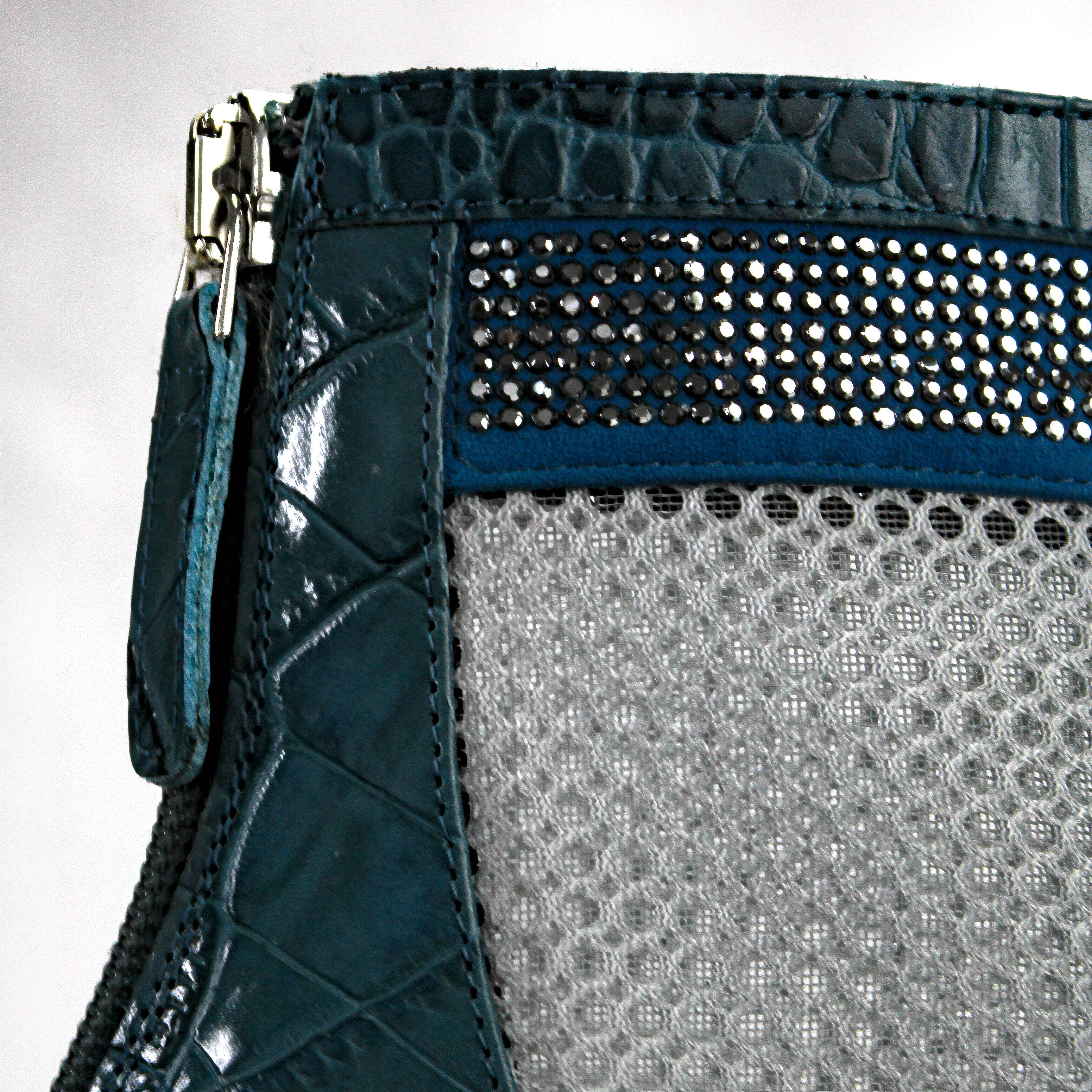 The Valentina Croc Mesh Boot in Shadow Blue - Stessa by Sarah