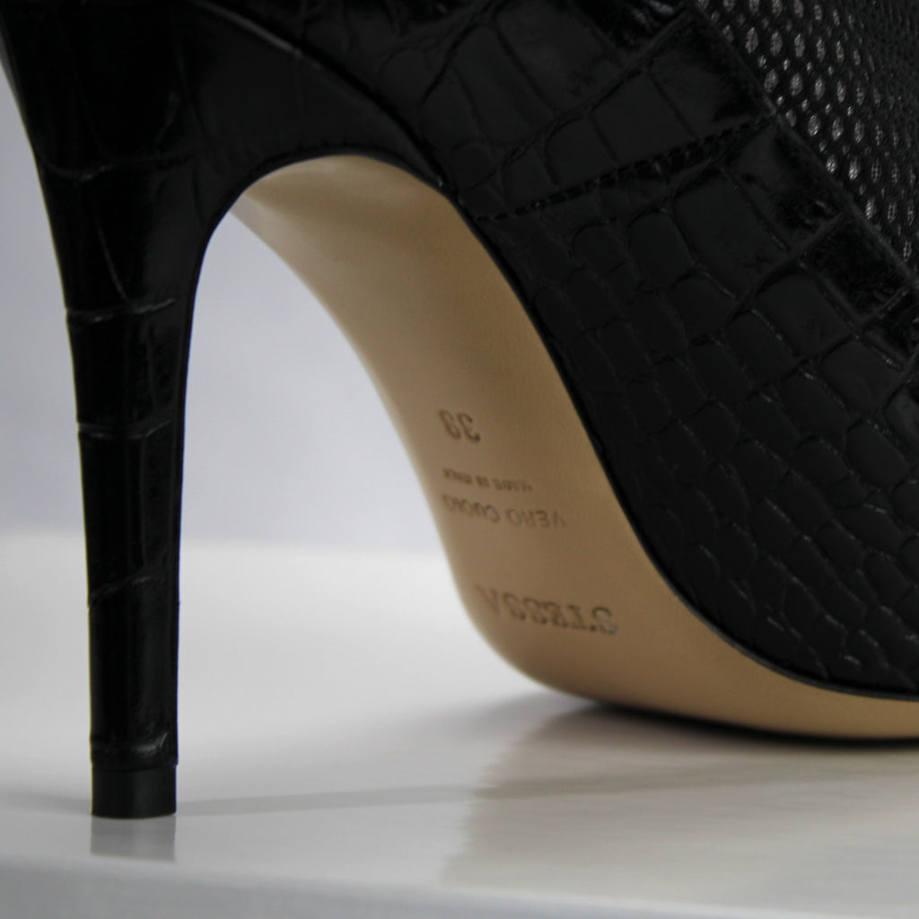 Valentina Croc Mesh Boot in Black - Stessa by Sarah