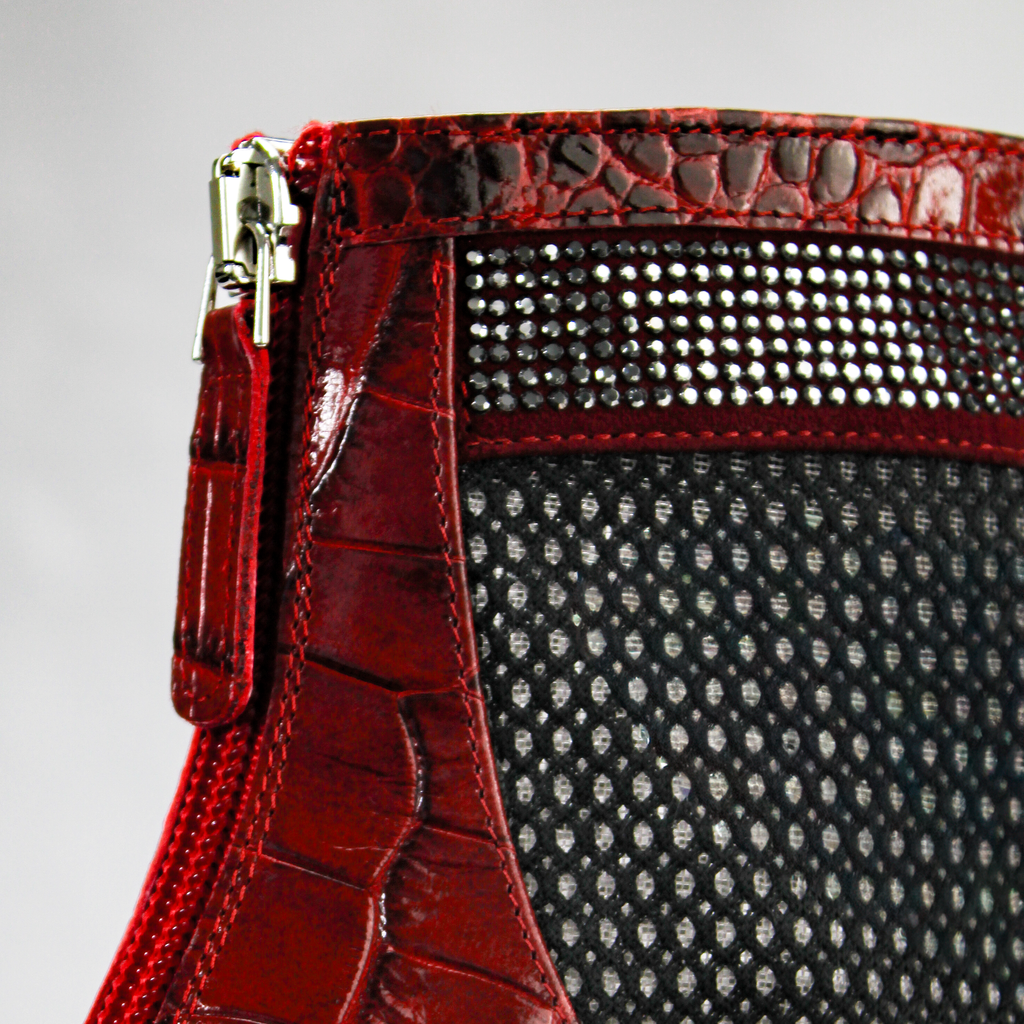 The Valentina Croc Mesh Boot in Barbados Cherry - Stessa by Sarah