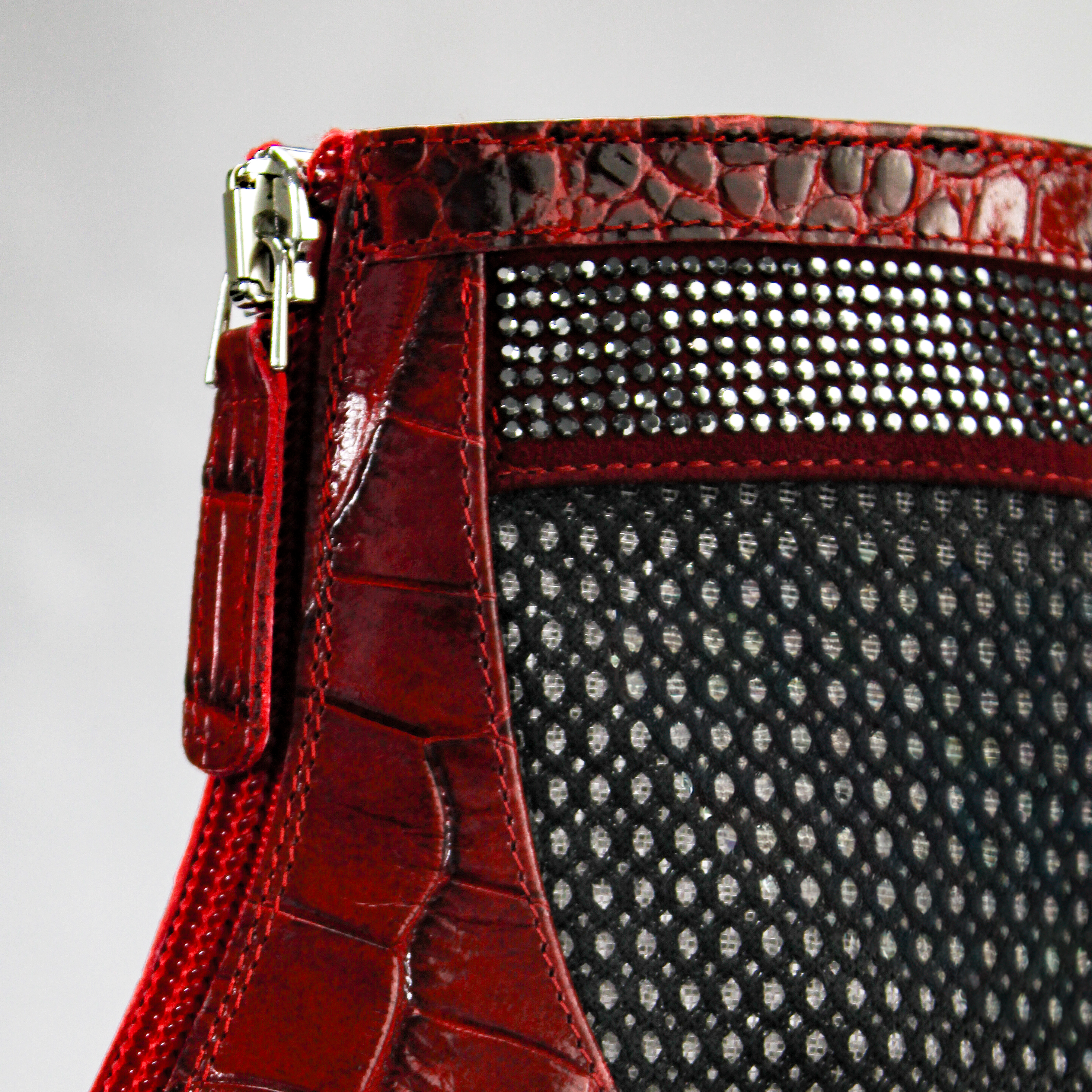 The Valentina Croc Mesh Boot in Barbados Cherry - Stessa by Sarah