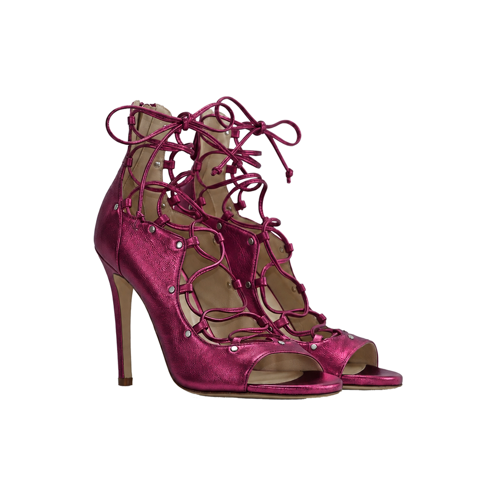 The Avalyn Lace up Sandal in Raspberry