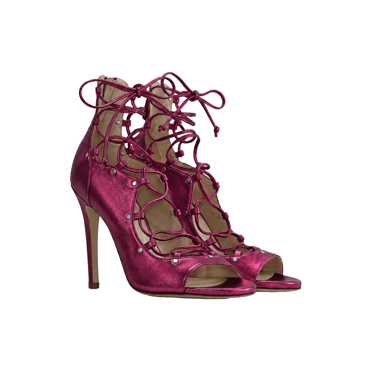 The Avalyn Lace up Sandal in Raspberry
