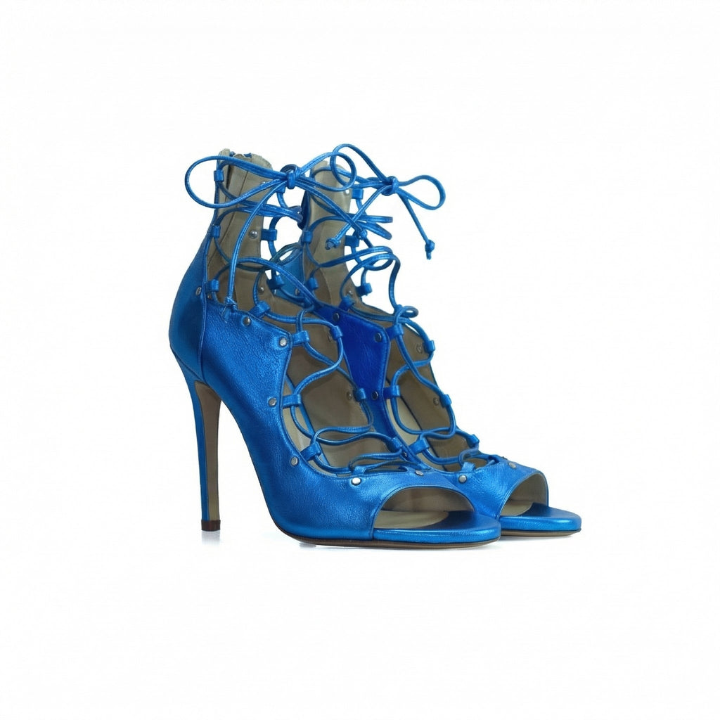 The Avalyn Lace up Sandal in Ocean Blue
