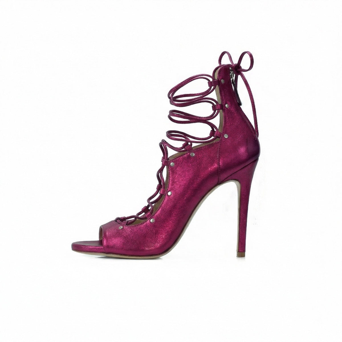 The Avalyn Lace up Sandal in Raspberry