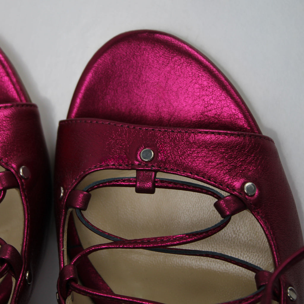 The Avalyn Lace up Sandal in Raspberry
