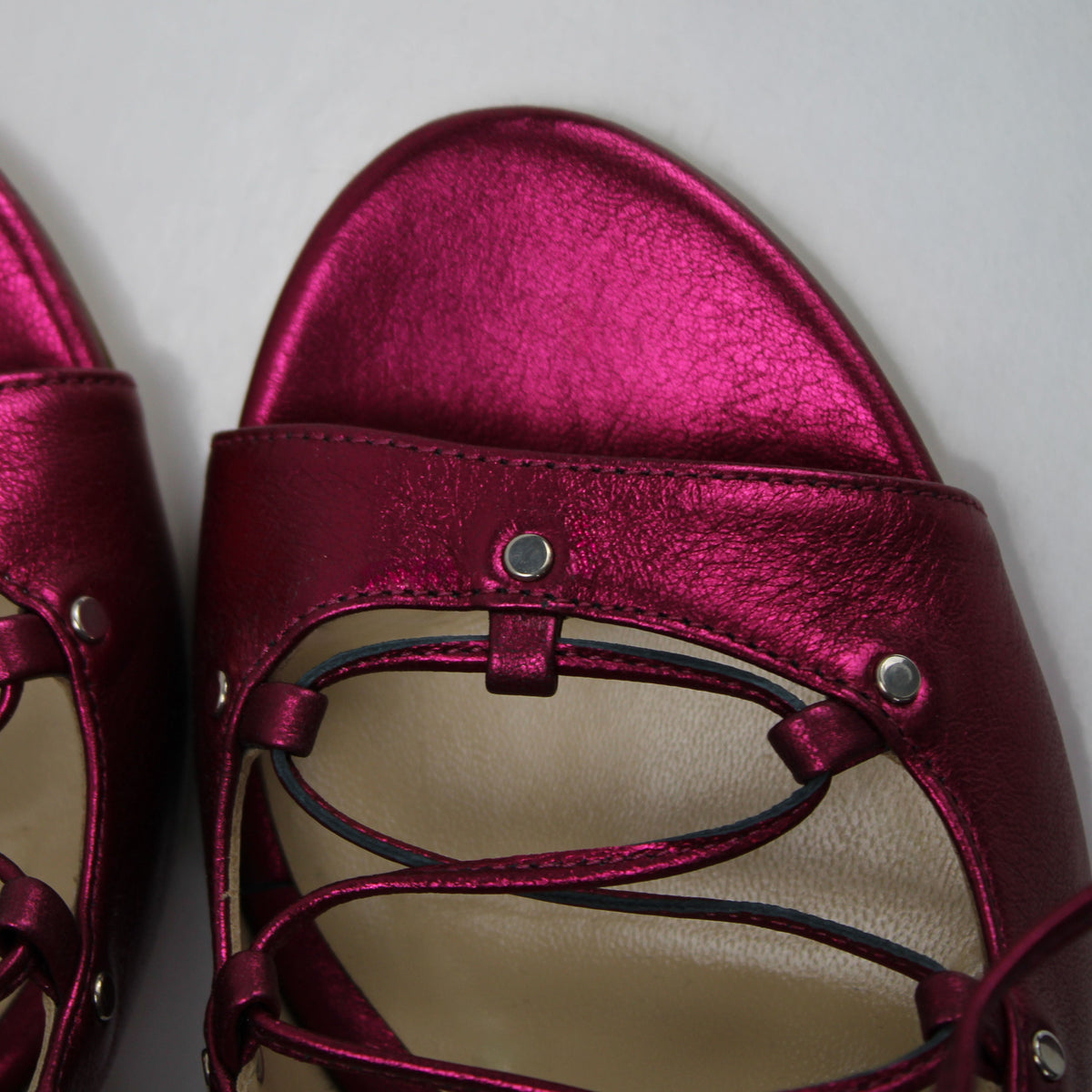 The Avalyn Lace up Sandal in Raspberry