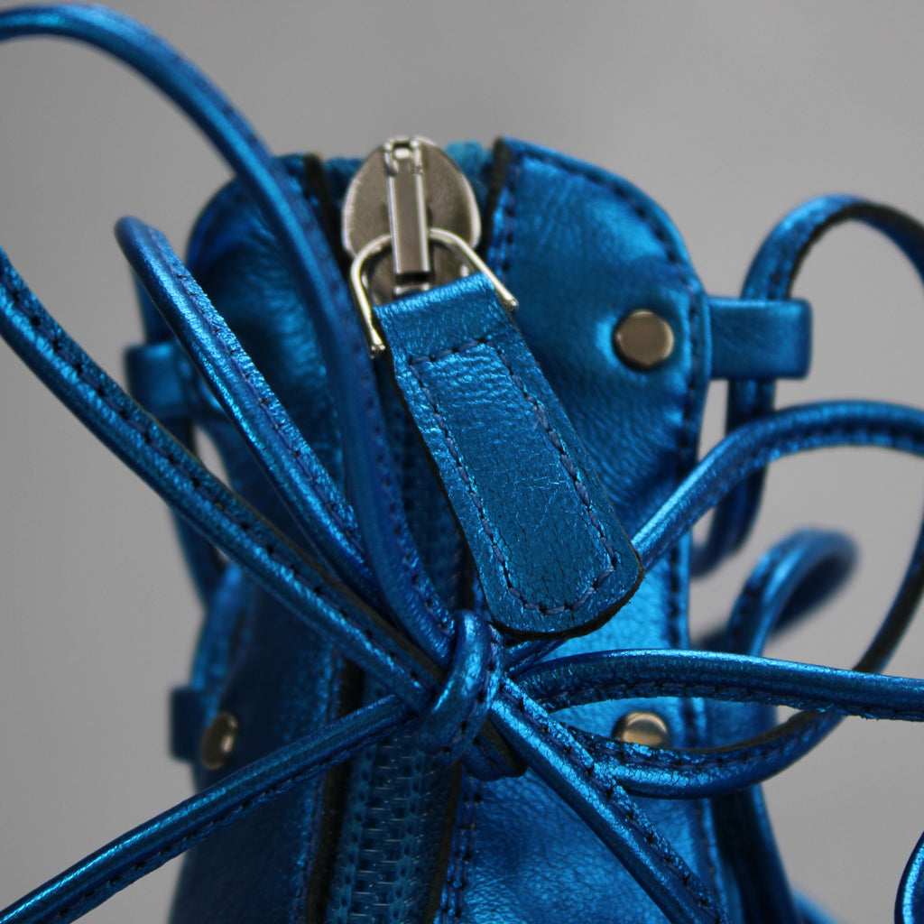 The Avalyn Lace up Sandal in Ocean Blue
